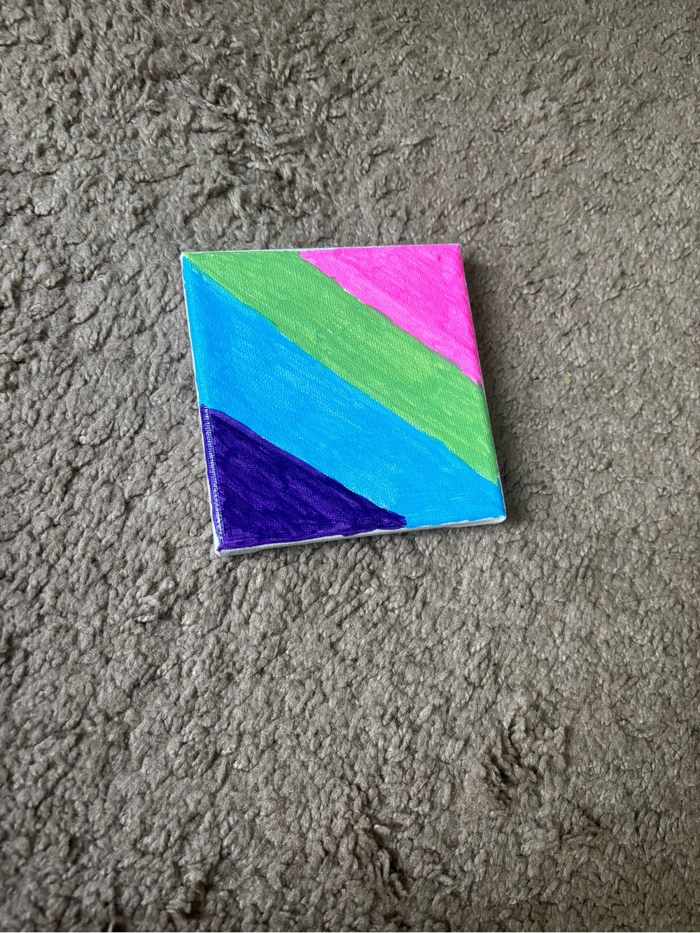 Hand-Painted Small Canvas Wall Art in Pink, Green, Blue, and Purple